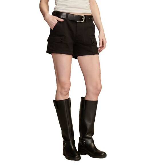 Lucky Brand Women's Raw Hem Utility Shorts size 28 NWT Cut-Off Black - Picture 3 of 13